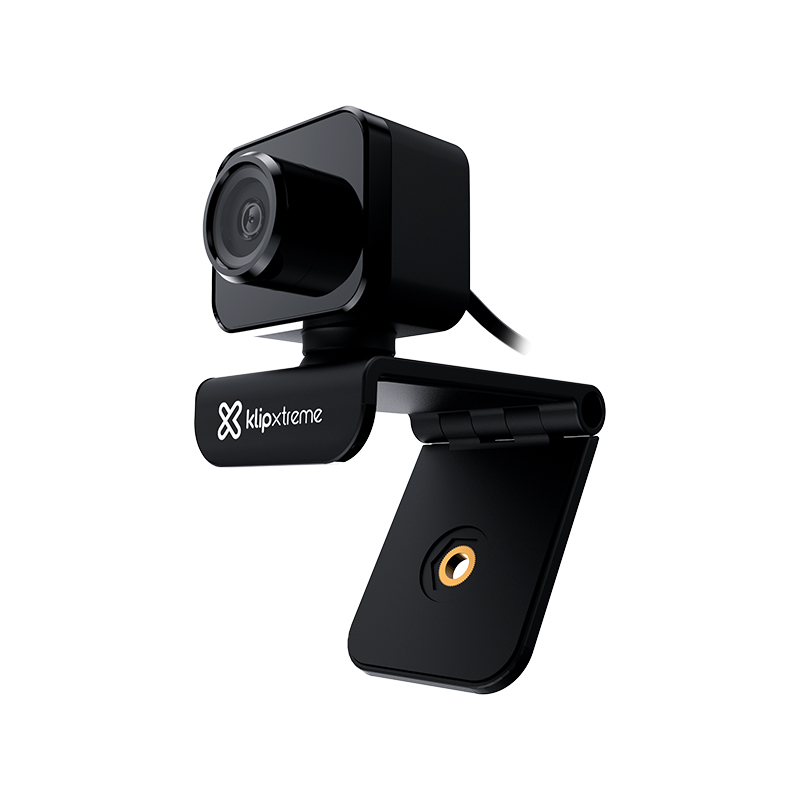 CAMARA WEB KLIP XTREME CON MICROFONO 2K 1440QHD NEGRO (KWC-750) Webcam mounted on an adjustable clip with brand 'klipxtreme' visible on the arm