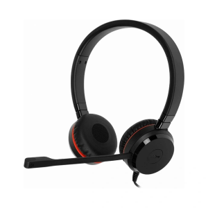 Black wired gaming headset with padded ear cushions and a boom mic on a white background.