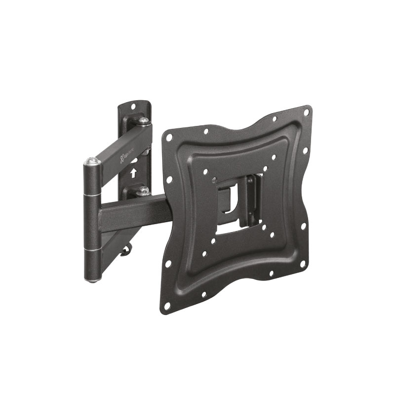 SOPORTE KILP XTREME EN PARED PARA PANTALLA 13 46 PULGADAS NEGRO (KPM-875) Black articulating TV wall mount with extendable arm and VESA mounting plate for a flat-screen TV on a wall hub.