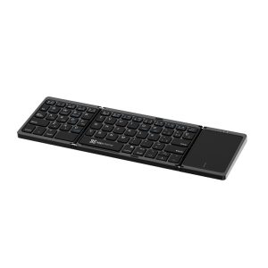 Split compact keyboard with a right-side touchpad for navigation