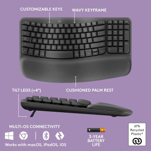 Teclado Inalámbrico Ergonómico Logitech Wave Keys Español Grafito 920 012325 1 Blink Costa Rica Equipos Computo Tecnologia
