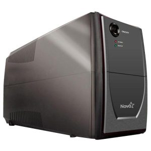 Mid-tower black desktop computer case with curved front panel, power button, and Nova branding on the front.