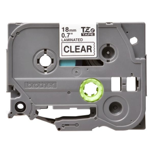 Gray Brother label tape cartridge for a label printer with a bright green center wheel and clear label area