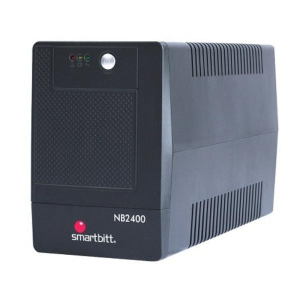 Black SmartBitt NB2400 uninterruptible power supply (UPS) with front status LEDs and power button.